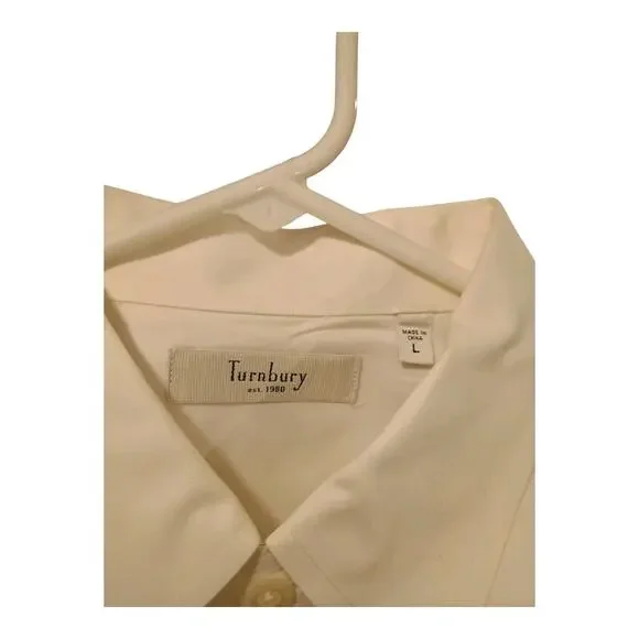 Turnbury 100% Cotton Button Up Shirt Long Sleeve White Sail Boat Size Large EUC - Picture 7 of 13